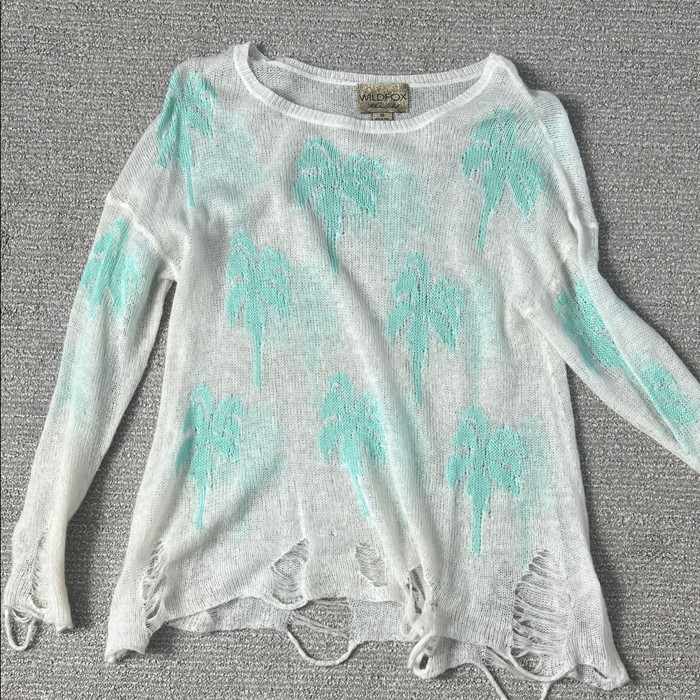 Wildfox Palm Print Ripped Coverup Knit